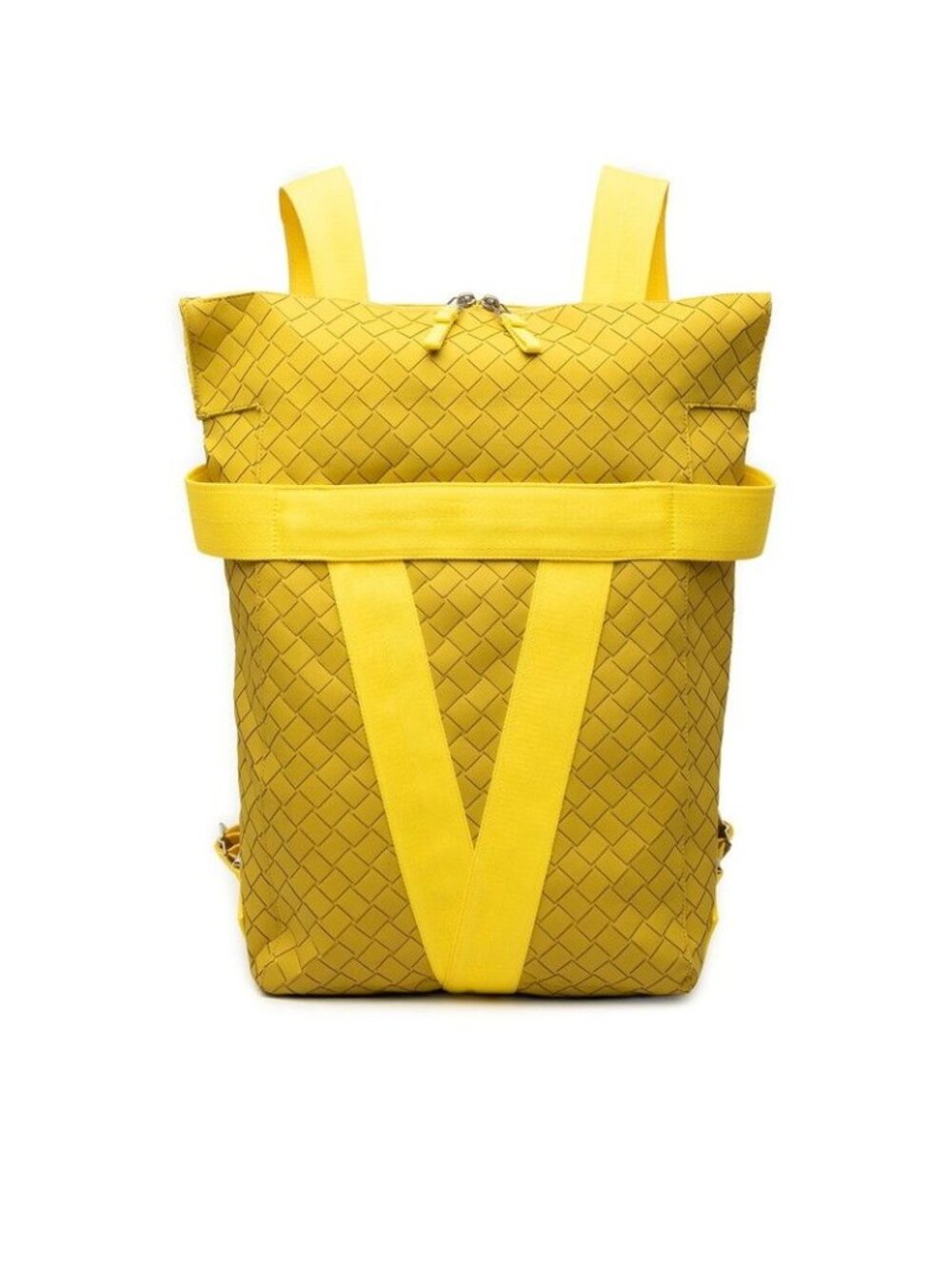 Bottega Veneta Intrecciato New Rubber Backpack Yellow Leather